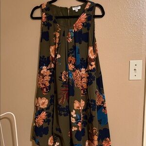 Umgee Olive Floral Midi Dress